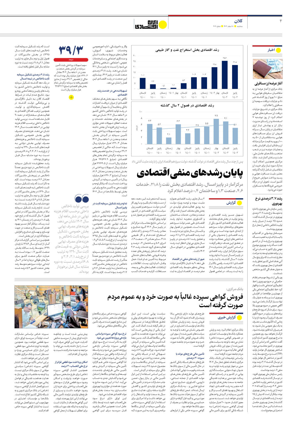 روزنامه ایران اقتصادی - شماره دویست و هفت - ۰۸ اسفند ۱۴۰۲ - صفحه ۴