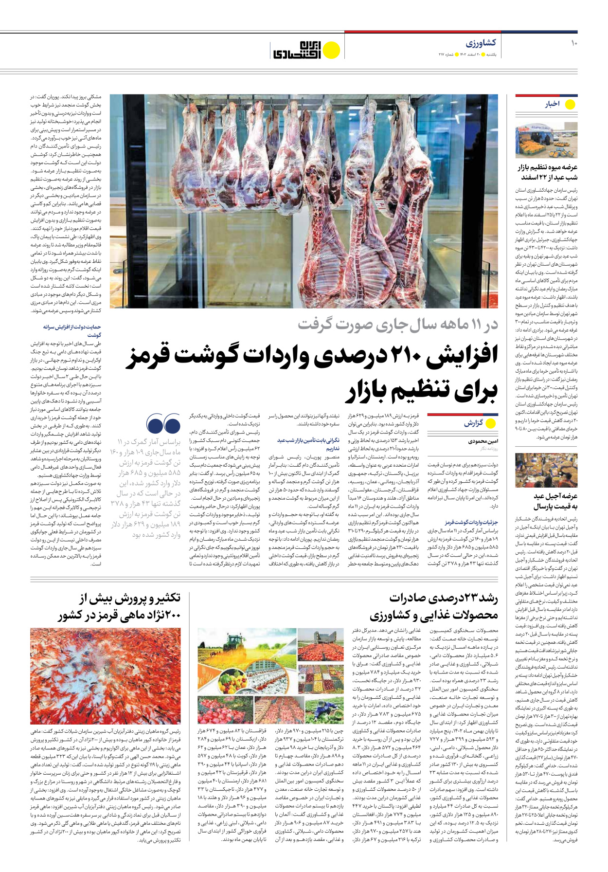 روزنامه ایران اقتصادی - شماره دویست و هفده - ۲۰ اسفند ۱۴۰۲ - صفحه ۱۰