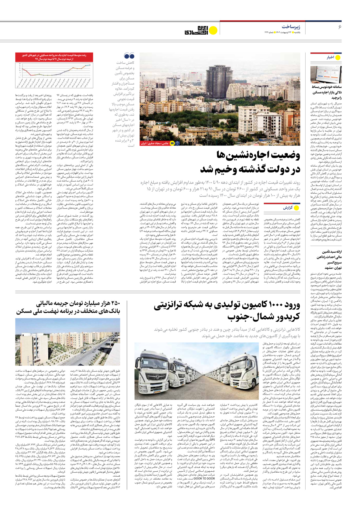 روزنامه ایران اقتصادی - شماره دویست و بیست و سه - ۲۳ اردیبهشت ۱۴۰۳ - صفحه ۶