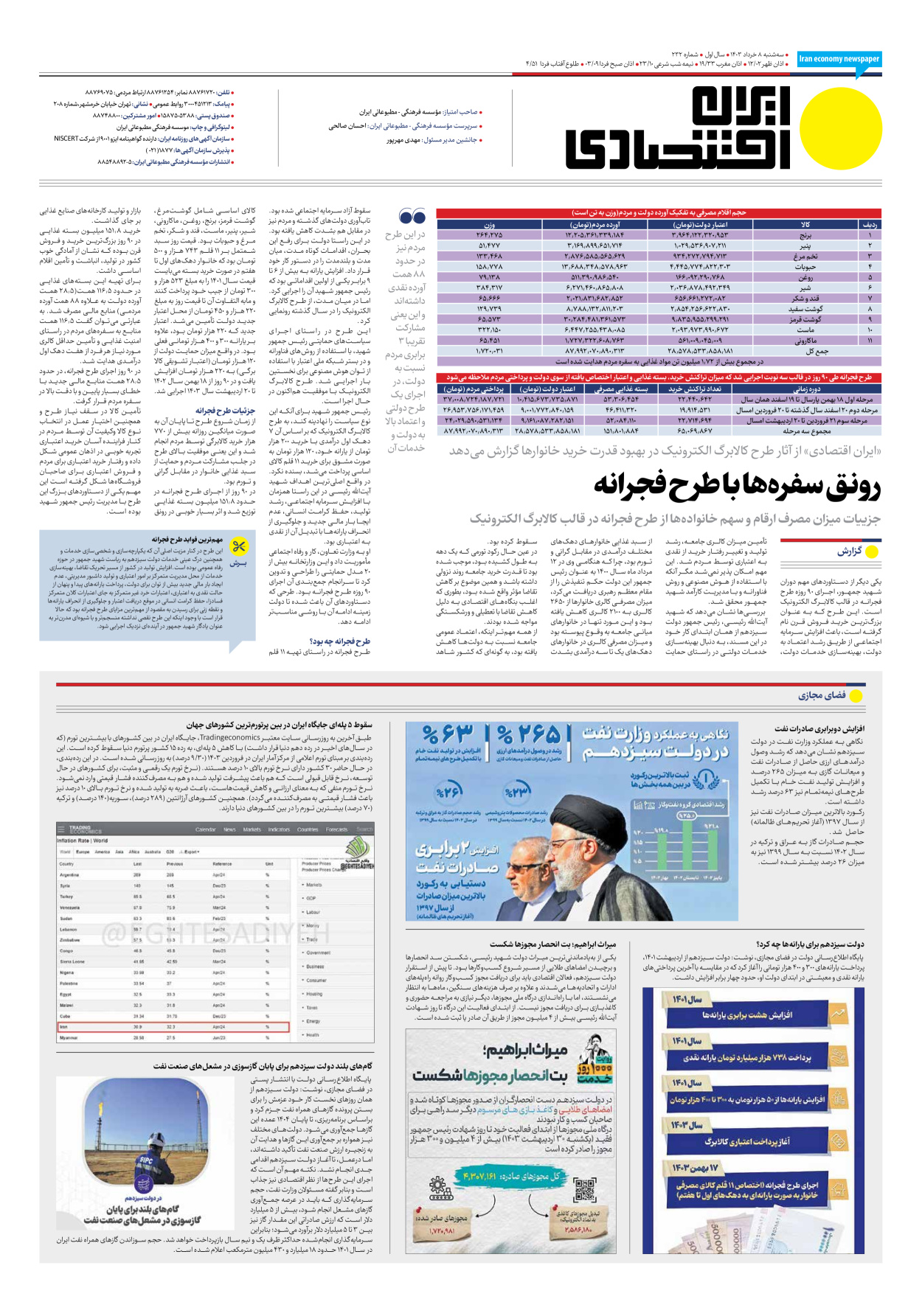 روزنامه ایران اقتصادی - شماره دویست و سی و دو - ۰۸ خرداد ۱۴۰۳ - صفحه ۸