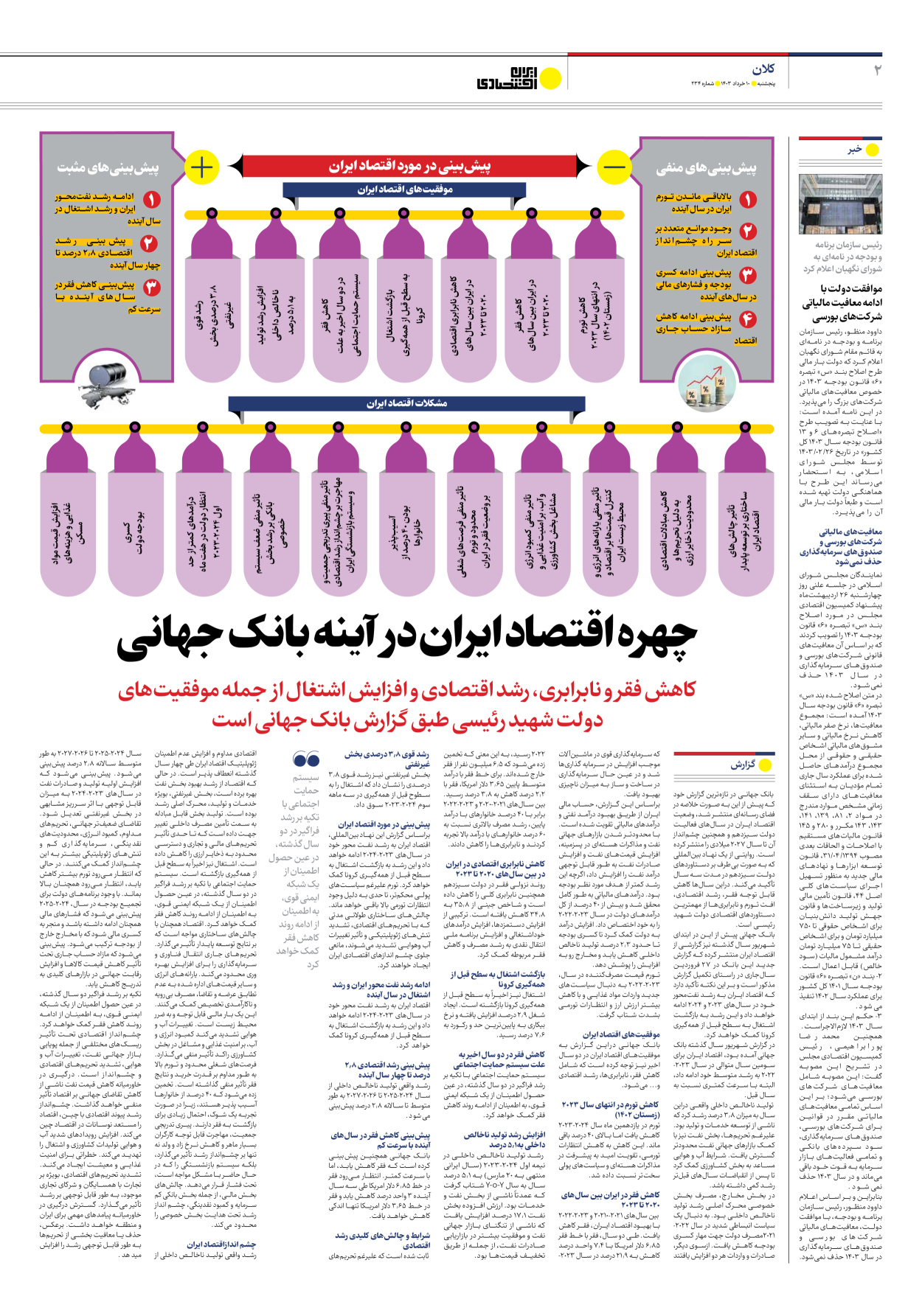 روزنامه ایران اقتصادی - شماره دویست و سی و چهار - ۱۰ خرداد ۱۴۰۳ - صفحه ۲