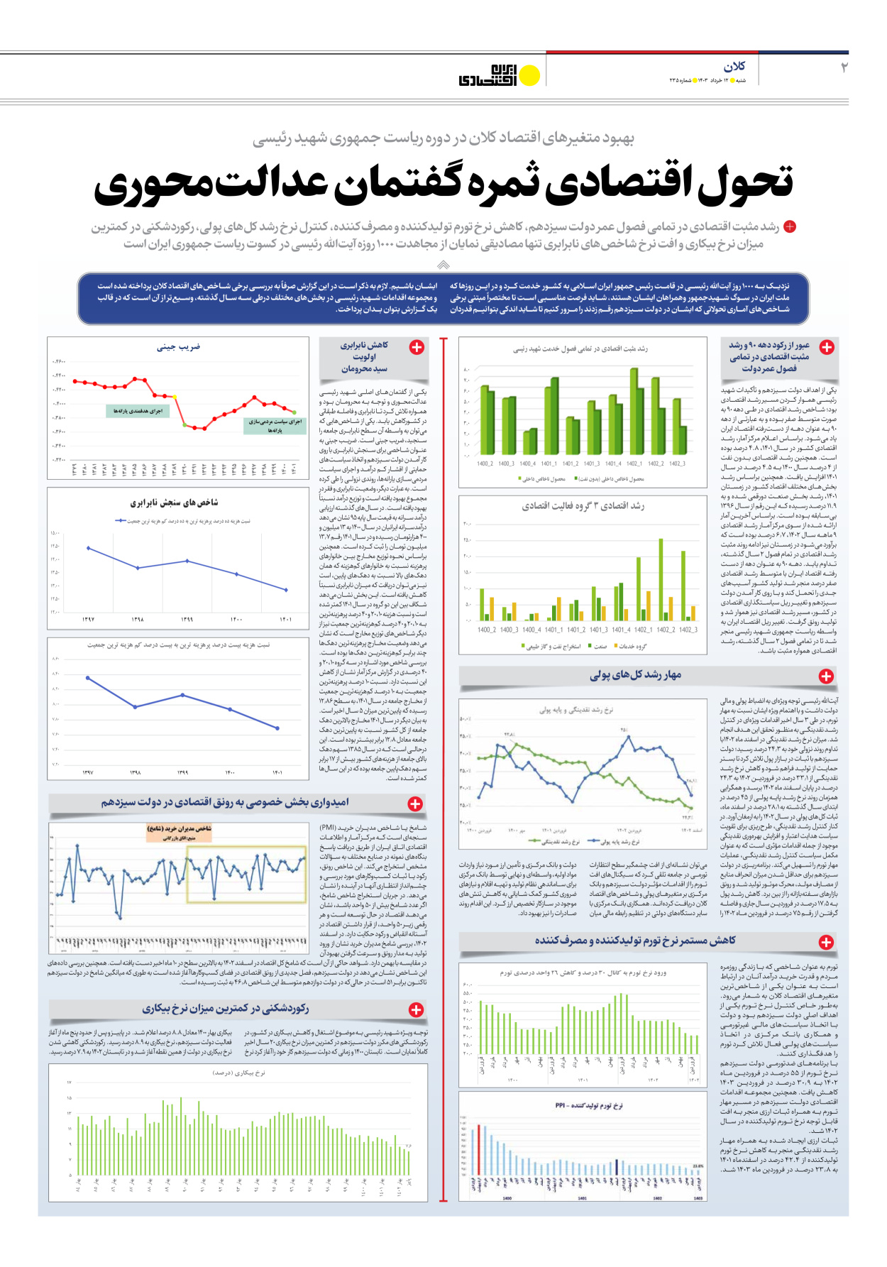 روزنامه ایران اقتصادی - شماره دویست و سی و پنج - ۱۲ خرداد ۱۴۰۳ - صفحه ۲