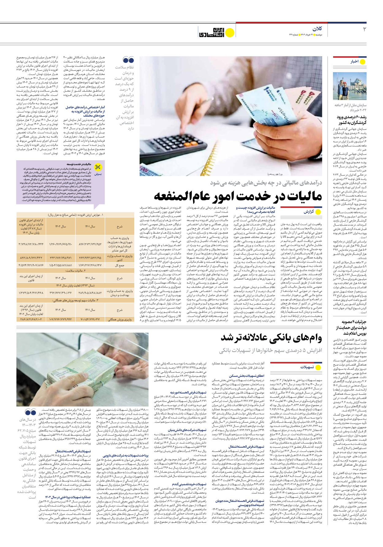 روزنامه ایران اقتصادی - شماره دویست و چهل و یک - ۲۱ خرداد ۱۴۰۳ - صفحه ۲