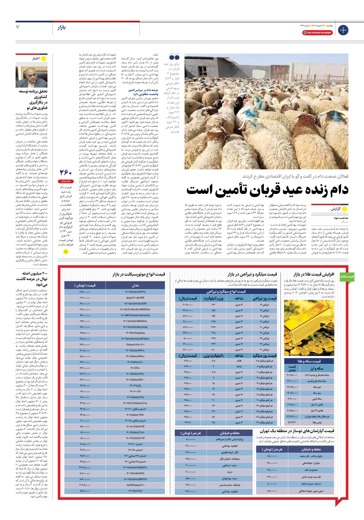روزنامه ایران اقتصادی - شماره دویست و چهل و شش - ۲۷ خرداد ۱۴۰۳ - صفحه ۷