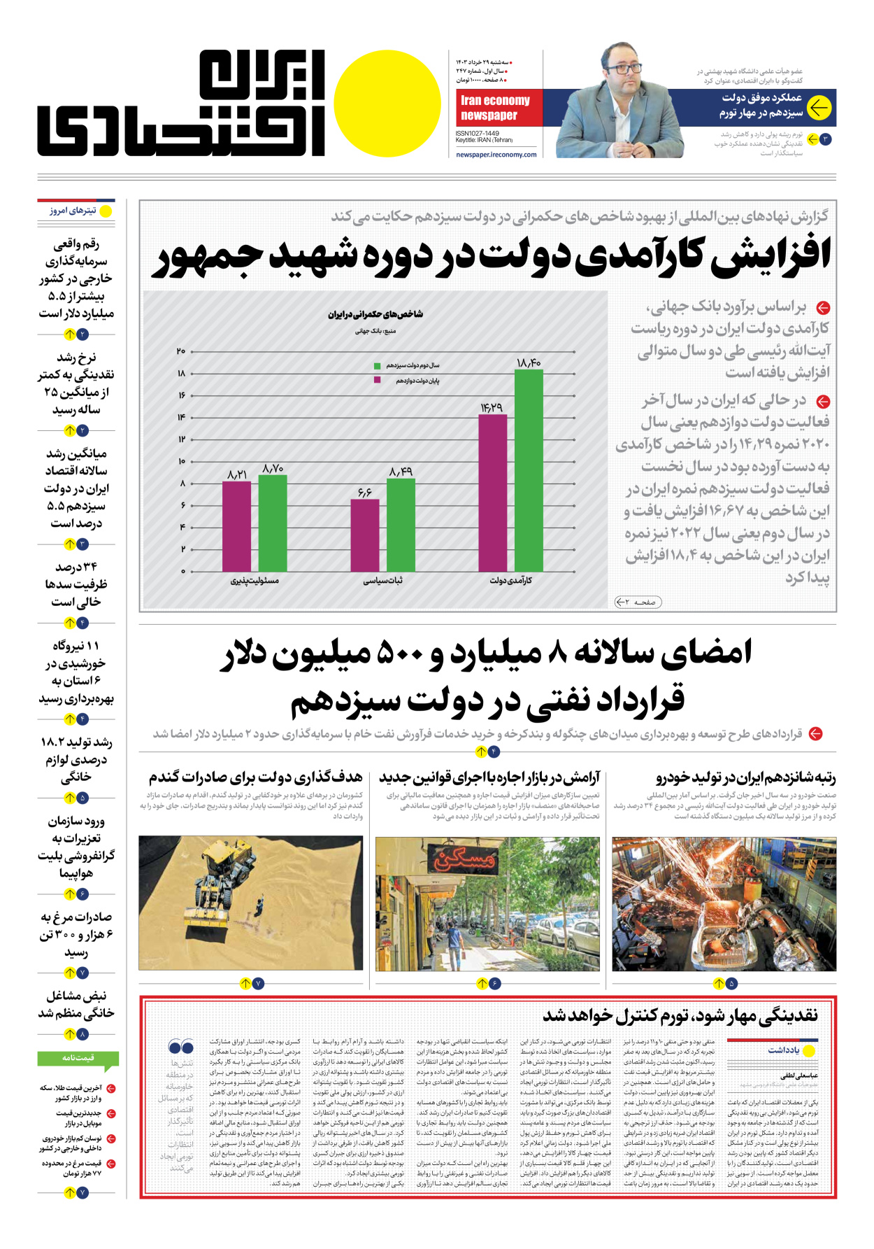 روزنامه ایران اقتصادی - شماره دویست و هفتاد و چهار - ۲۹ خرداد ۱۴۰۳