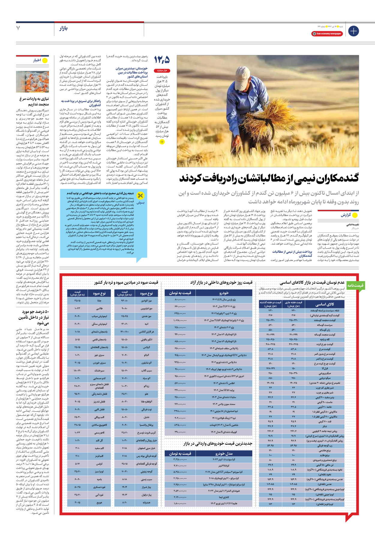 روزنامه ایران اقتصادی - شماره دویست و شصت و یک - ۱۶ تیر ۱۴۰۳ - صفحه ۷