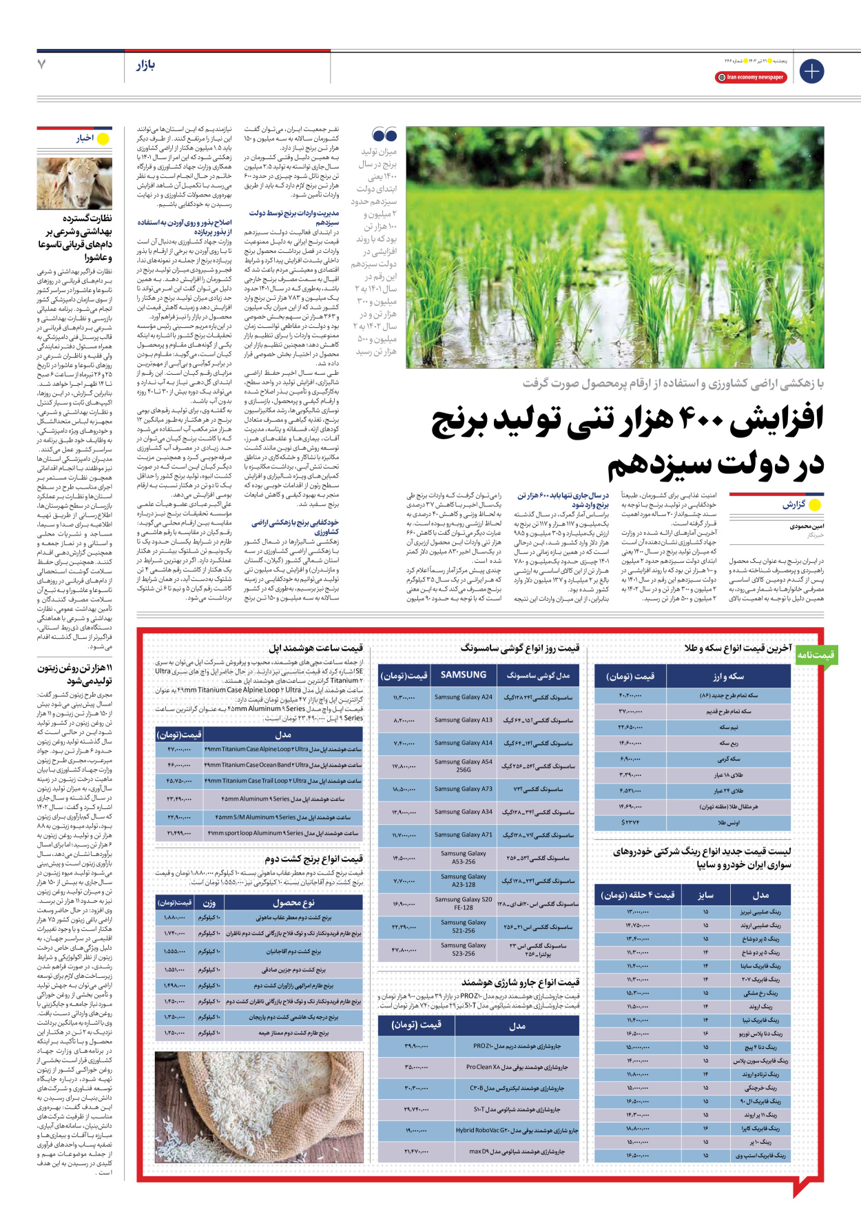 روزنامه ایران اقتصادی - شماره دویست و شصت و شش - ۲۱ تیر ۱۴۰۳ - صفحه ۷