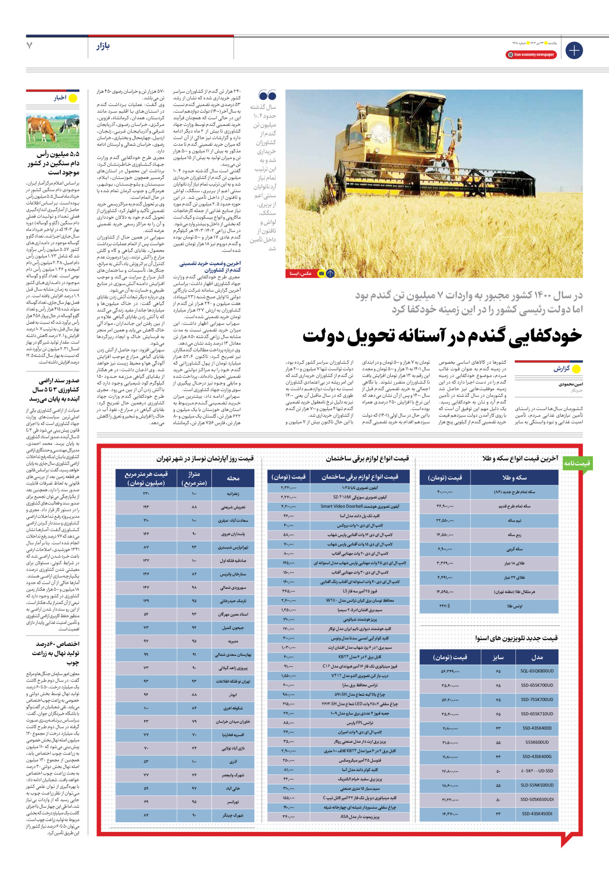 روزنامه ایران اقتصادی - شماره دویست و شصت و هشت - ۲۴ تیر ۱۴۰۳ - صفحه ۷