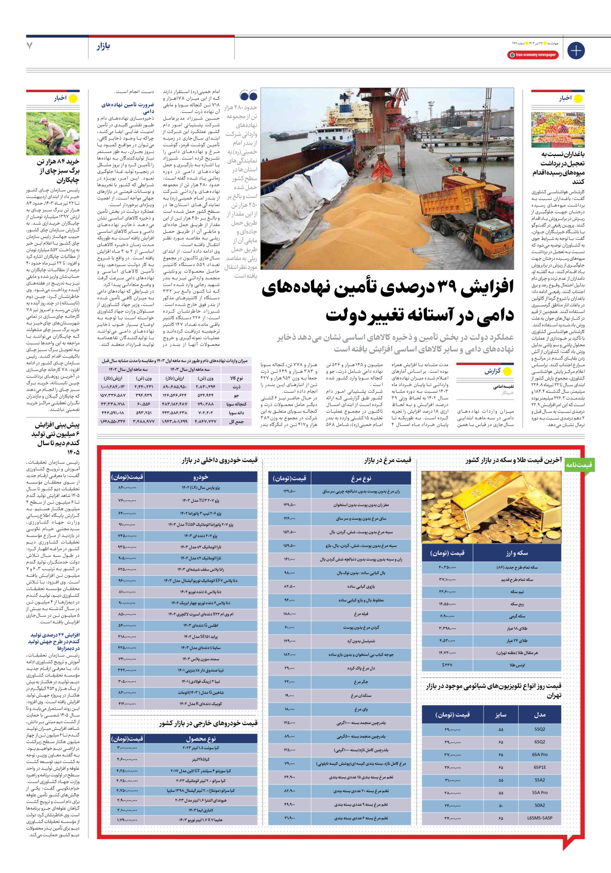 روزنامه ایران اقتصادی - شماره دویست و شصت و نه - ۲۷ تیر ۱۴۰۳ - صفحه ۷